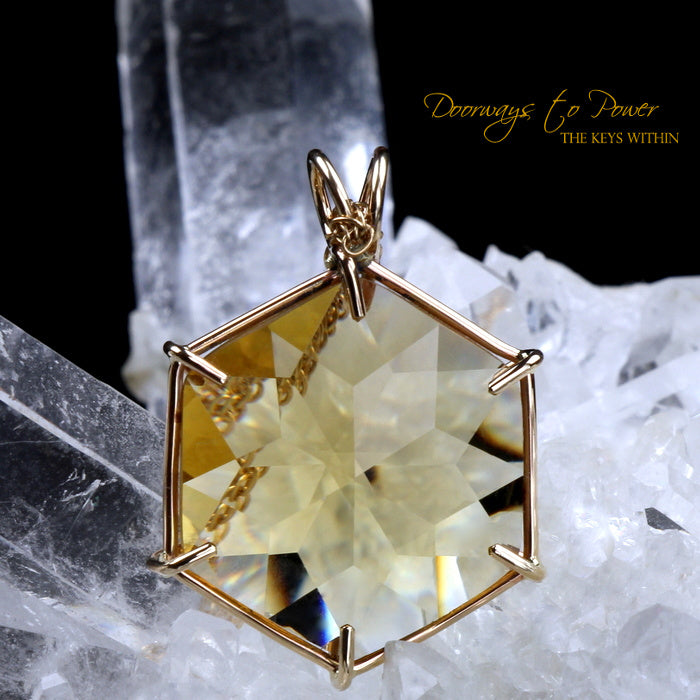 14k Gold Citrine Flower of Life Pendant