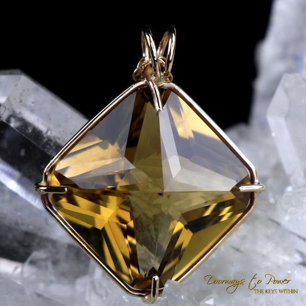 Citrine Magician Stone Pendant in 14k Gold