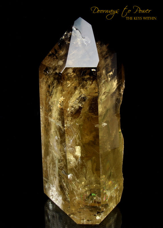 Citrine Quartz Point with Green Tourmaline Inclusions