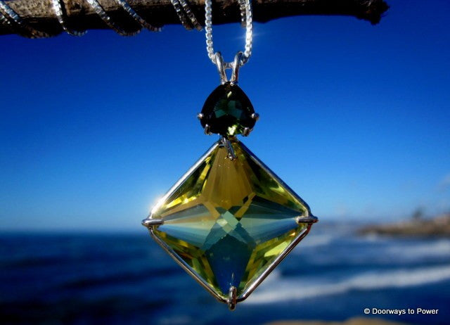 Citrine Magician Stone Pendant with Moldavite 