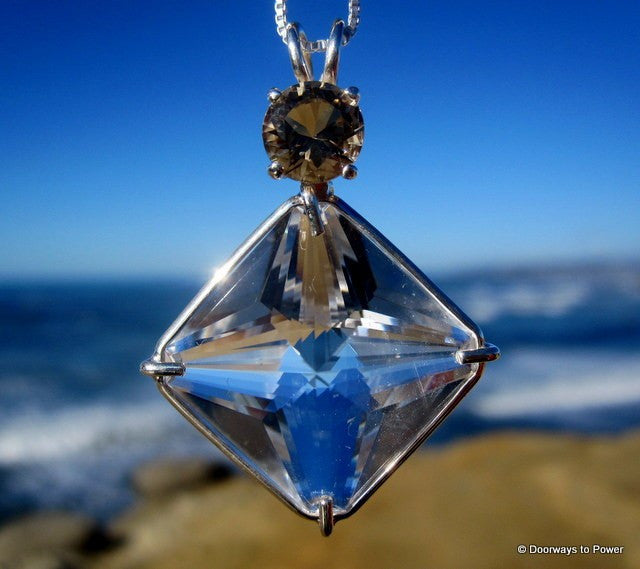 Clear Quartz Magician Stone Pendant with Citrine