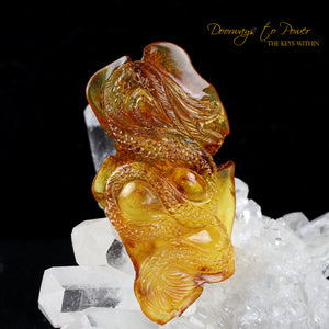 Colombian Amber Dragon Crystal Carving