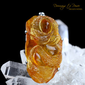 Colombian Amber Dragon Carving 'Universal Manifestation'