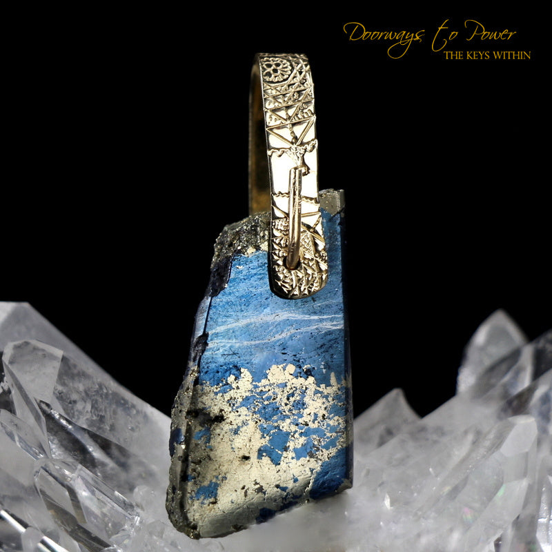 Covellite Light Language Crystal Pendant™ 14k Gold 