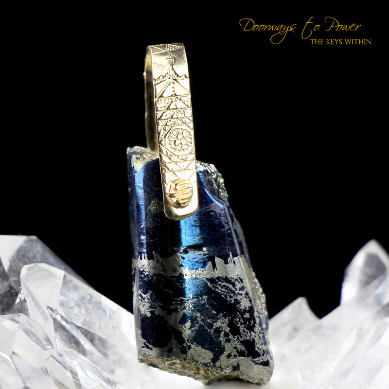 Covellite Light Language Crystal Pendant™ 14k Gold 