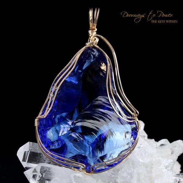 Elestial Starlight Sapphire Andara Pendant 14k Gold