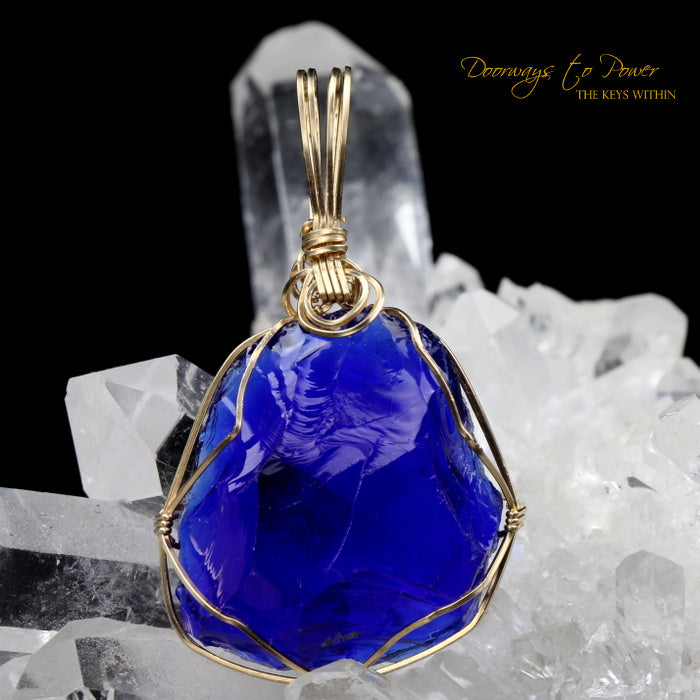 Elestial Starlight Sapphire Andara Pendant 14k Gold 