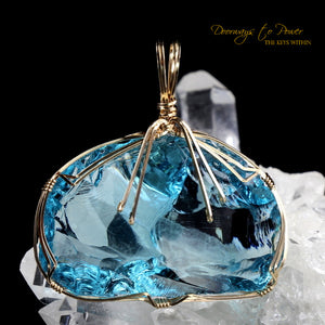 Galactic Oceanic Blue Sirius Andara Crystal Pendant 14k