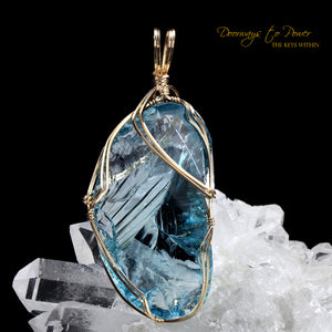 Galactic Oceanic Blue Sirius Andara Crystal Pendant 14k