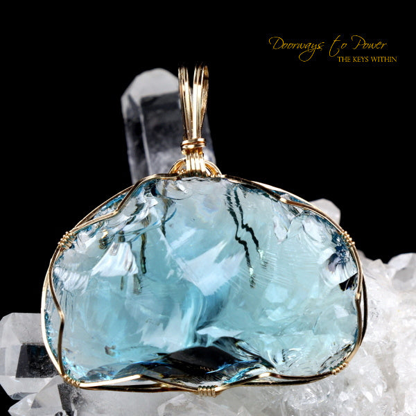 Galactic Oceanic Blue Sirius Andara Crystal Pendant 14k