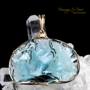 Galactic Oceanic Blue Sirius Andara Crystal Pendant 14k