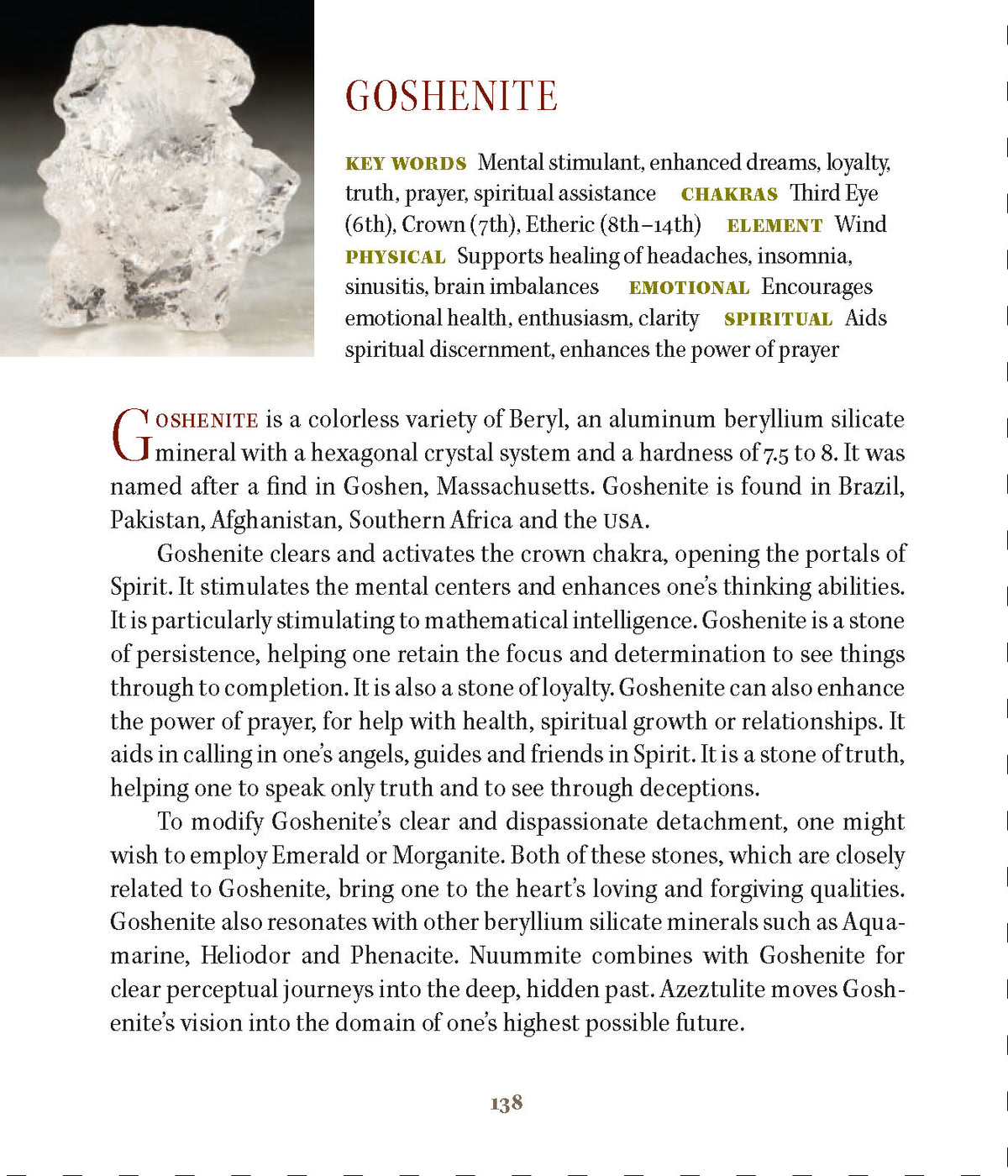 Goshenite Properties