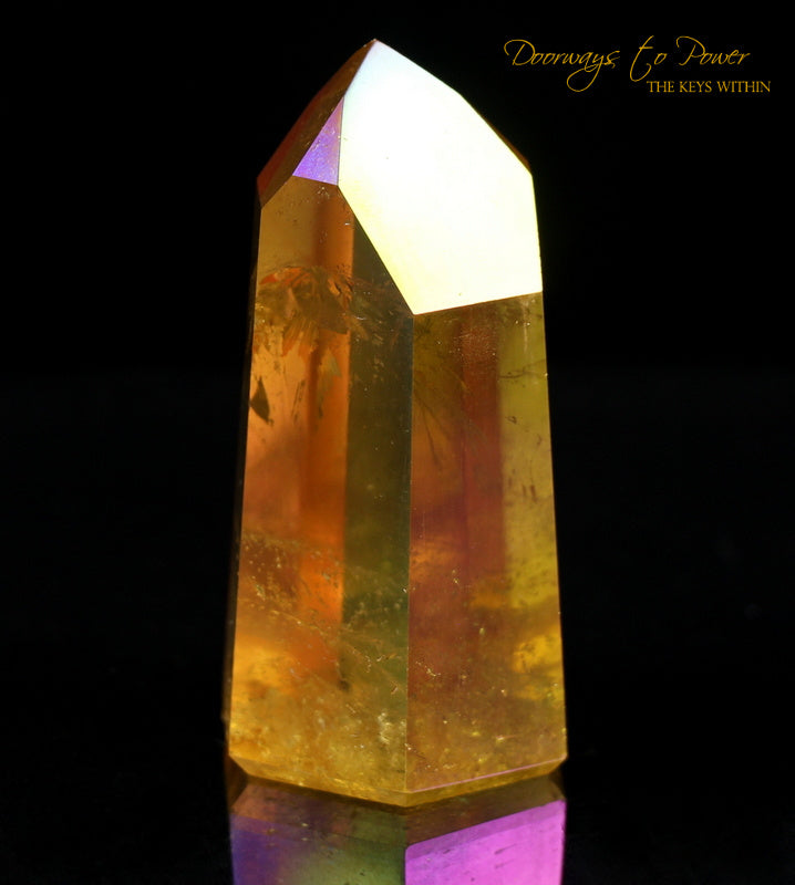 Golden Aura Lemurian Quartz Crystal Point & Temple Heart Dow