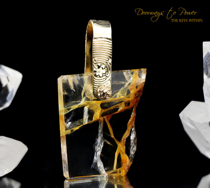 Golden Healer Quartz Light Language Pendant 14k 