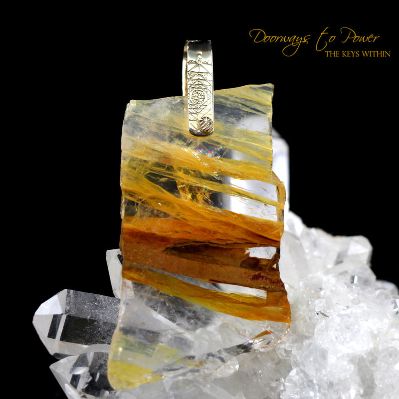 Golden Healer Quartz Light Language Pendant 14k