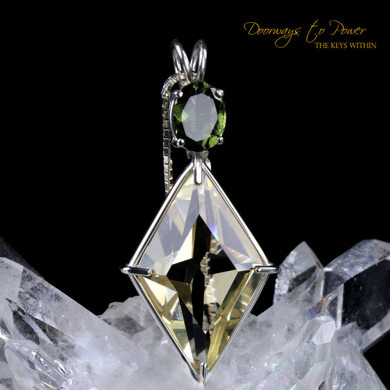 Golden Labradorite & Moldavite Ascension Star Crystal Pendant