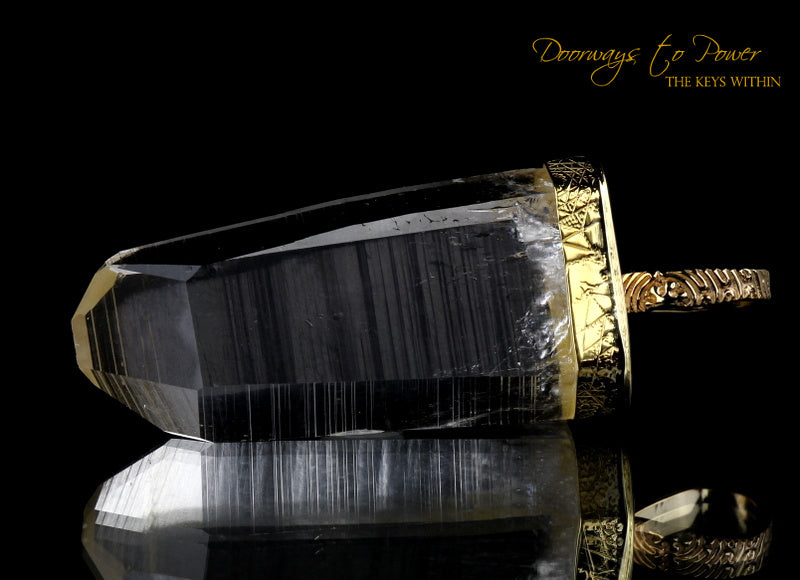 Golden Lemurian Light Language Crystal Pendant 22k