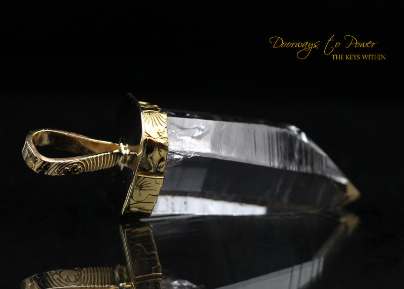 Golden Lemurian Portal Time Link Light Language Pendant 22k