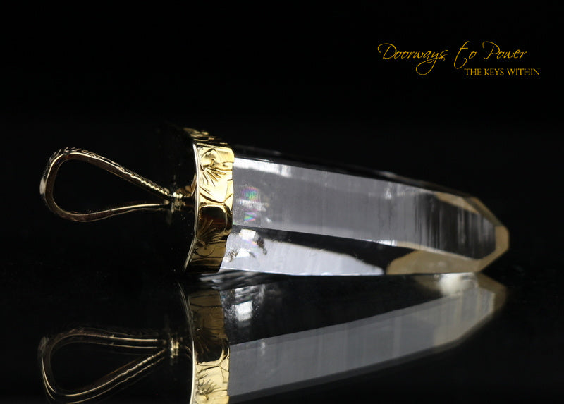Golden Lemurian Portal Time Link Light Language Pendant 22k