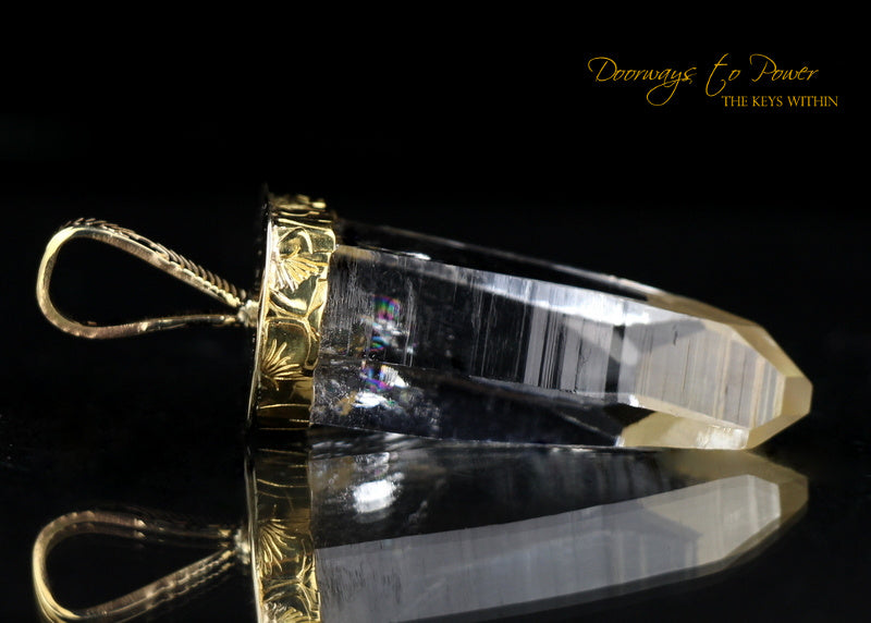Golden Lemurian Portal Time Link Light Language Pendant 22k
