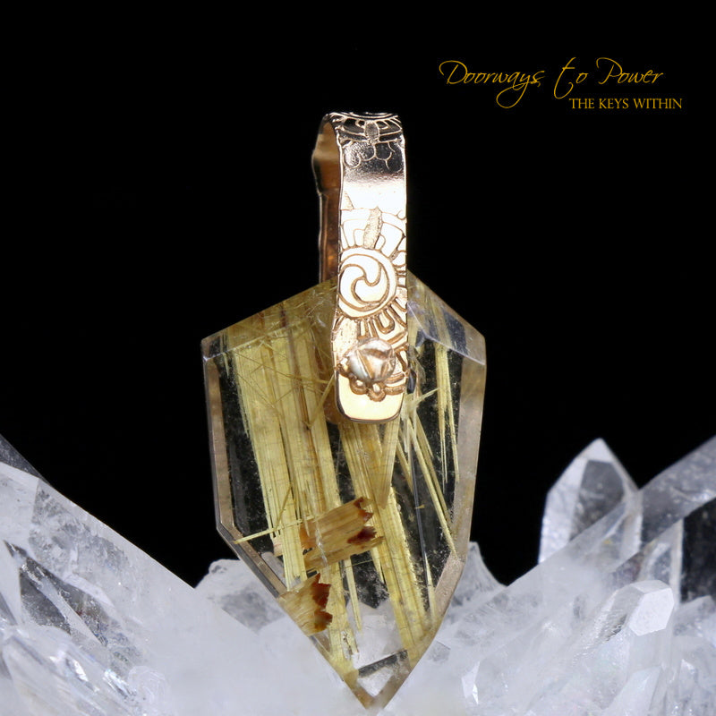 Golden Rutile Quartz Light Language Pendant 14k