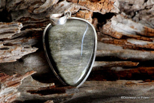 Golden Sheen Obsidian Crystal Pendant .925 SS