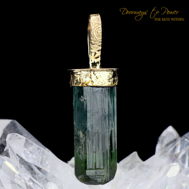 Green Tourmaline Light Language Crystal Pendant 22k