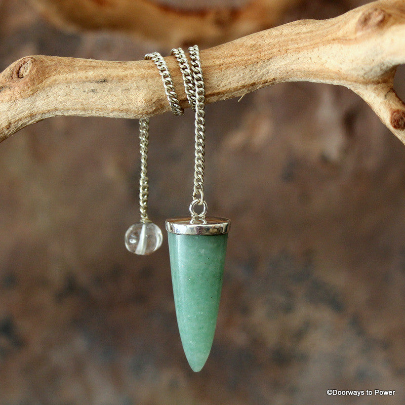 Green Aventurine Prosperity Pendulum .925 Blessed & Energized