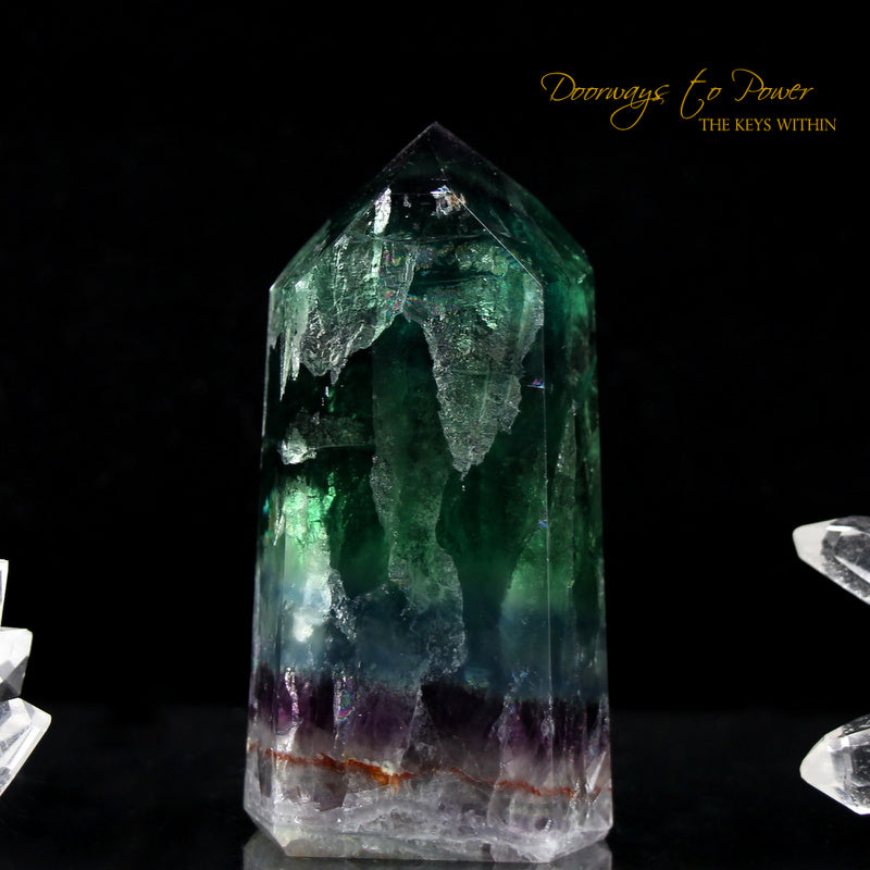 Green and Purple Fluorite Temple Heart Dow Crystal Point 