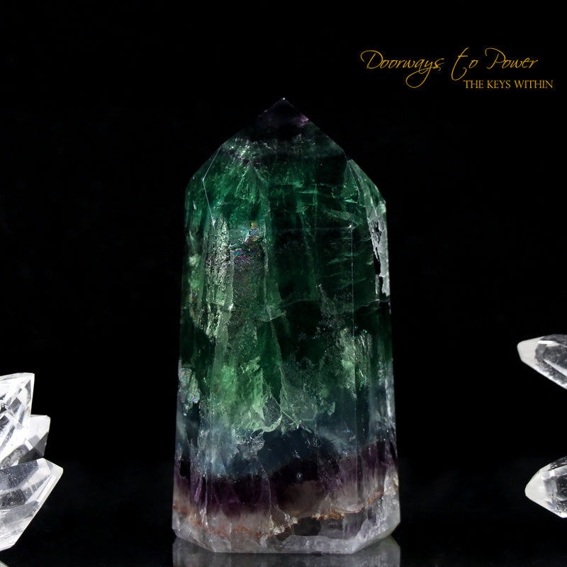 Green and Purple Fluorite Temple Heart Dow Crystal Point 