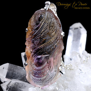 Ametrine Crystal Carving Dragon Pendant