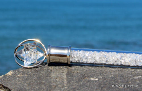 Herkimer Diamond Healing Wand w/ Obsidian