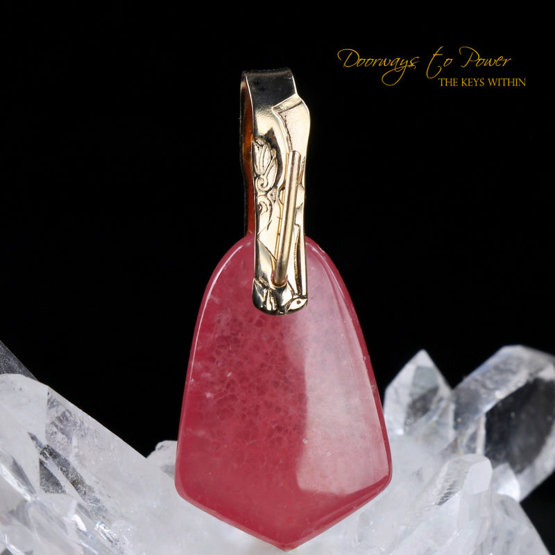 Hokkaidō Rhodochrosite Light Language Pendant 14k