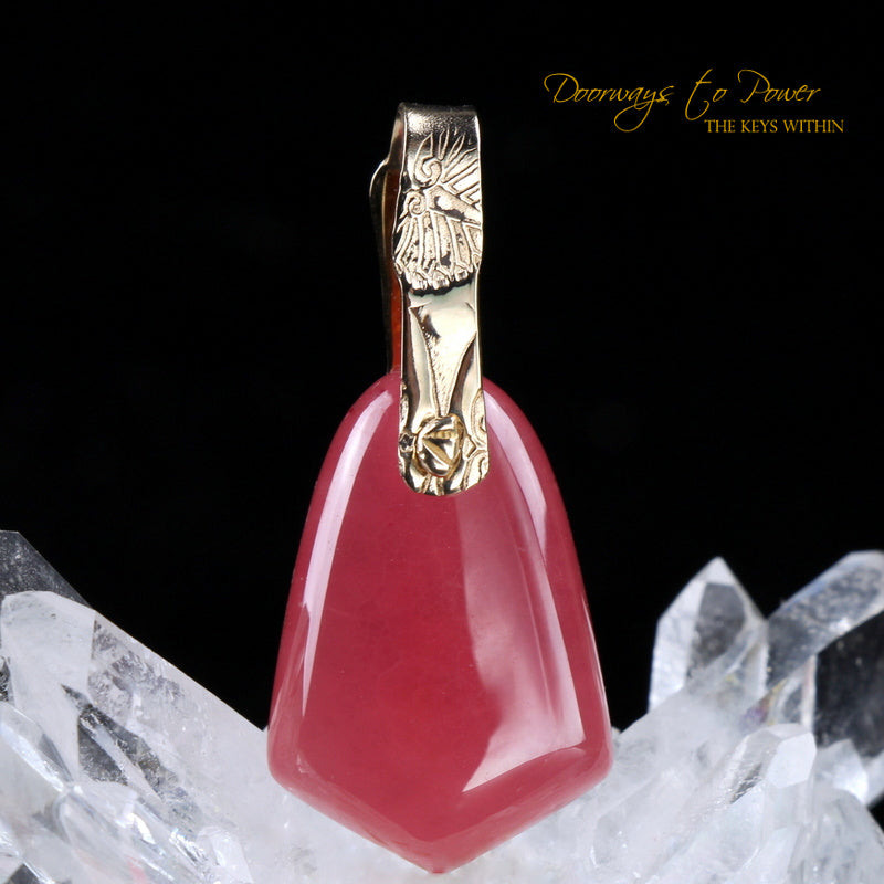 Hokkaidō Rhodochrosite Light Language Pendant 14k