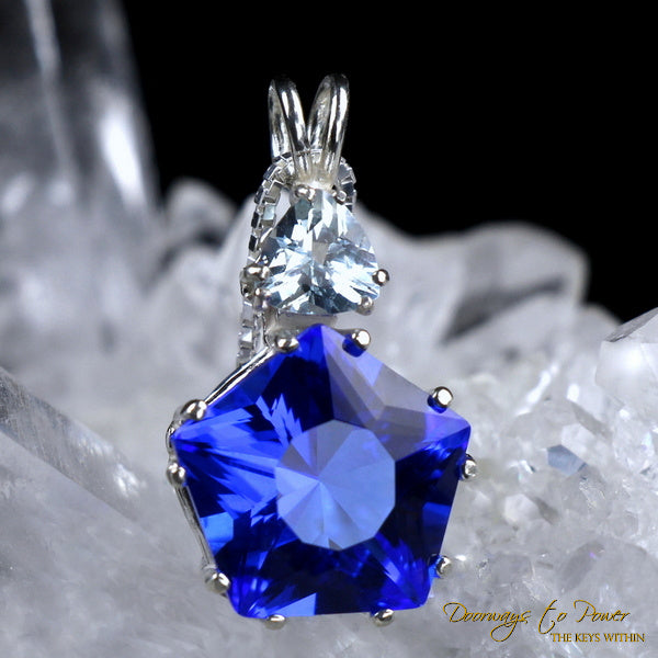 Siberian Blue Quartz Aquamarine Star of Venus Pendant