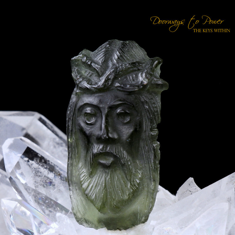 Moldavite Tektite Jesus Carving