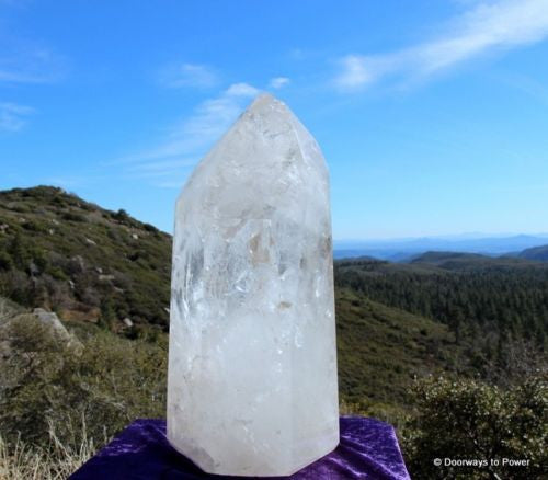 High Energy JOHN of GOD Quartz Crystal Altar Stone w/ Devic Temple, Rainbows