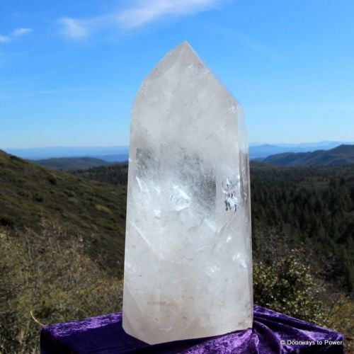 High Energy JOHN of GOD Quartz Crystal Altar Stone w/ Devic Temple, Rainbows