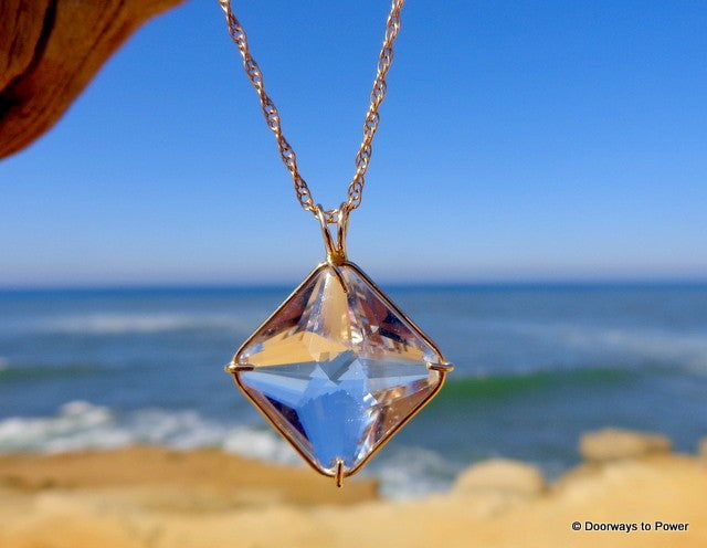 14k Gold John of God Casa Crystal Pendant