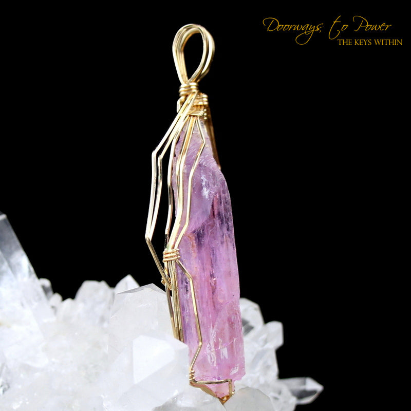 Kunzite Crystal Pendant 14k