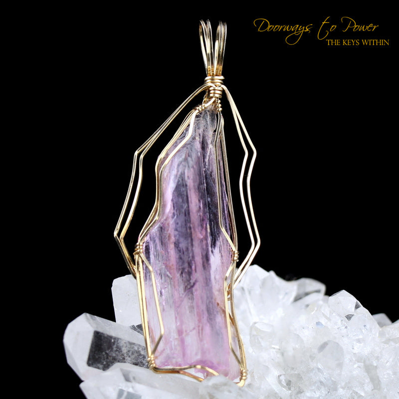 Kunzite Crystal Pendant 14k