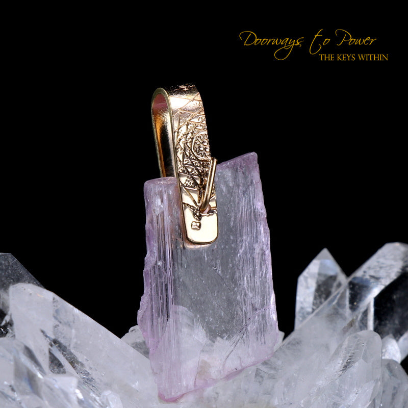 Kunzite Light Language Crystal Pendant 22k™
