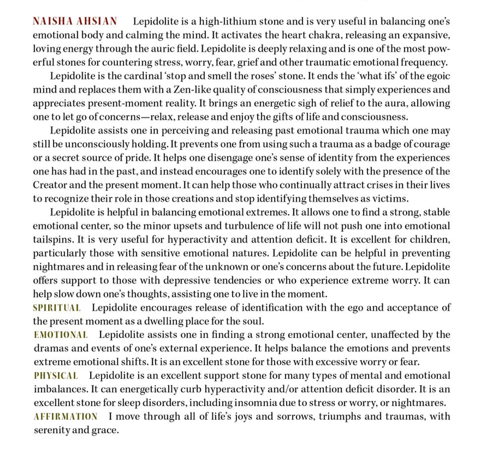 LEPIDOLITE CRYSTAL PROPERTIES