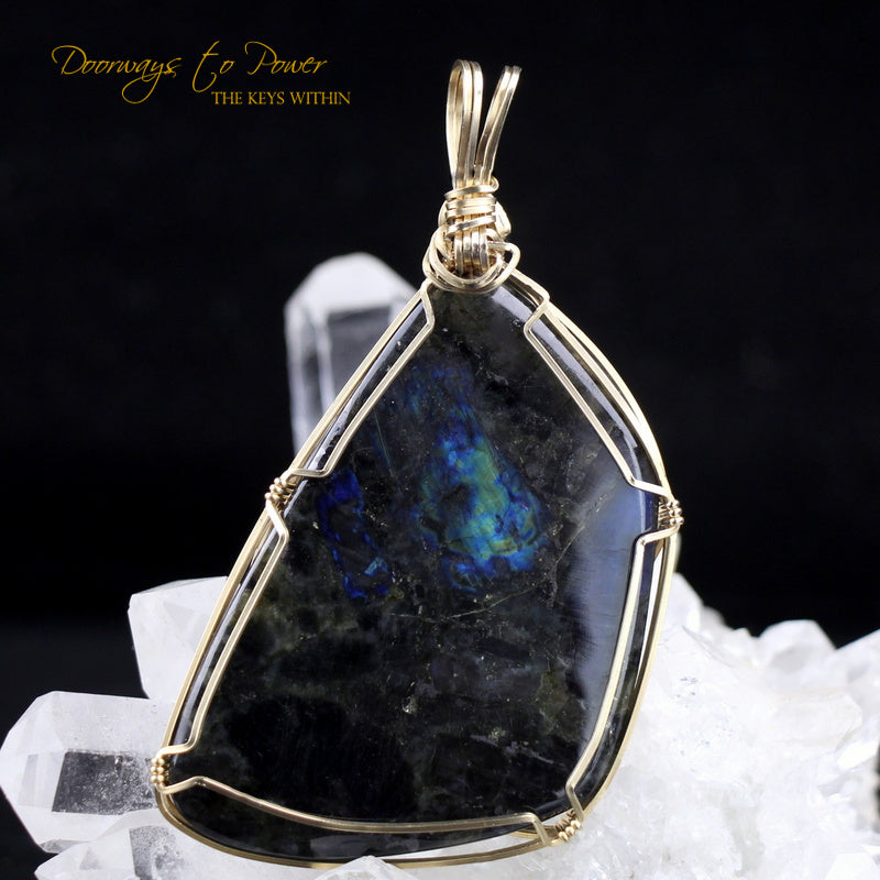 Labradorite Crystal Pendant 14k 'Inter Dimensional Magic'