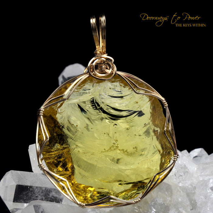 Lemurian Amber Andara Crystal Pendant 14k 