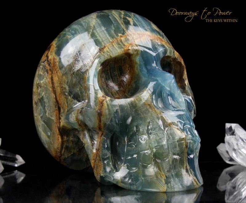Lemurian Aquatine Calcite Crystal Skull 