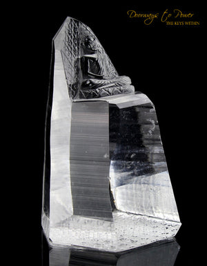 Hand Carved Lemurian Light Quartz Crystal Buddha Sculpture 