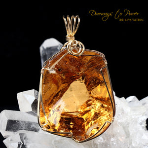 Lemurian Etherium Gold Andara Crystal Pendant 14k 'Light Essence'