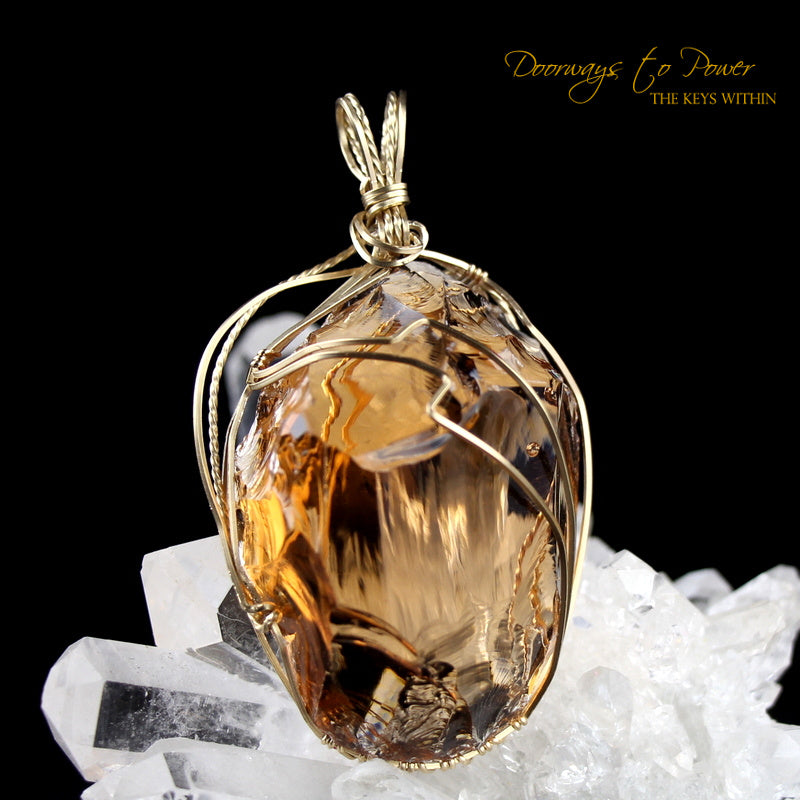 Lemurian Etherium Gold Andara Crystal Pendant 