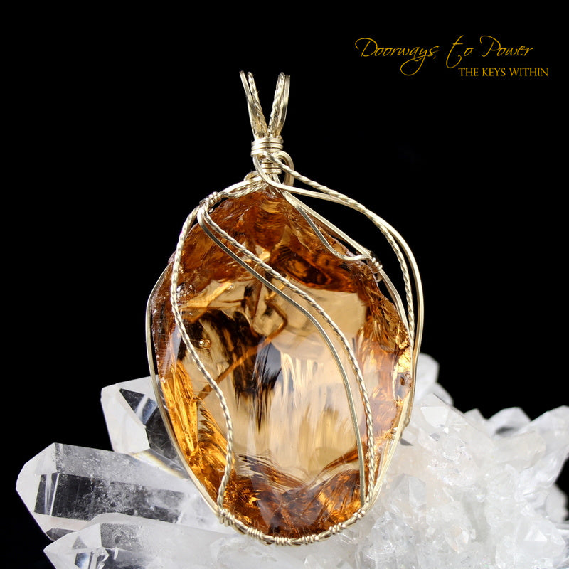 Lemurian Etherium Gold Andara Crystal Pendant 